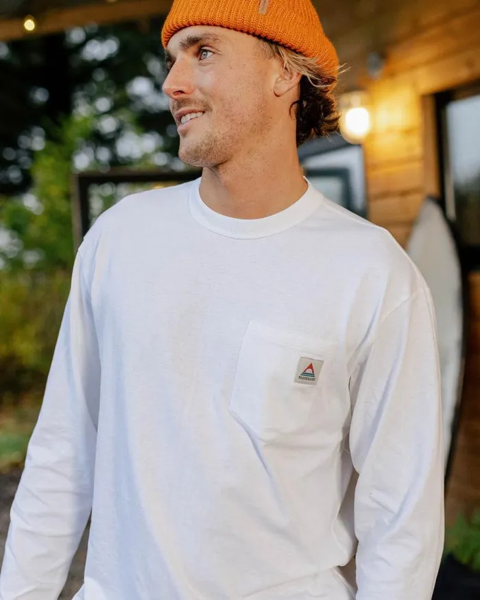 Men Tops Passenger Heritage Recycled Cotton LS TShirt White White