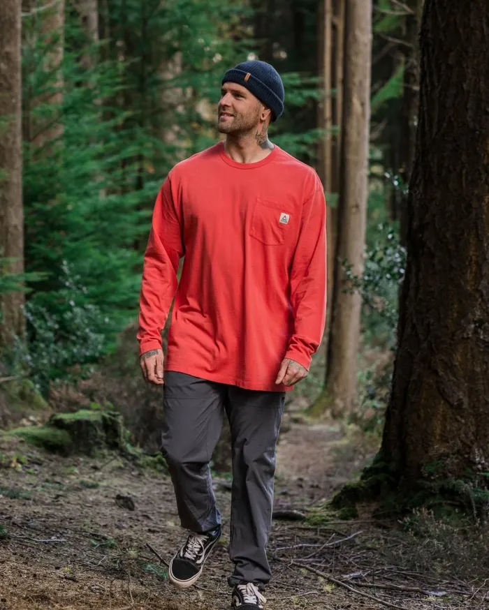 Men Tops Passenger Heritage Recycled Relaxed Fit LS TShirt Cardinal Cardinal