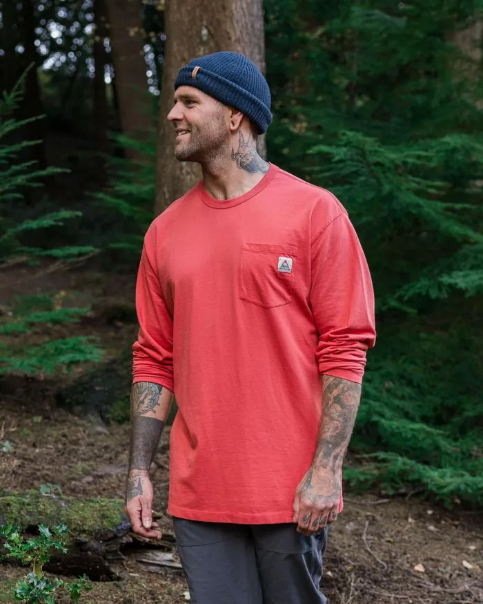 Men Tops Passenger Heritage Recycled Relaxed Fit LS TShirt Cardinal Cardinal