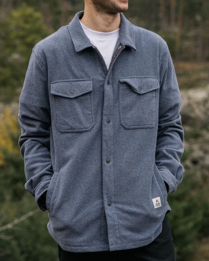 Men Tops Passenger Maple Recycled Polar Fleece Shirt Navy Marl Navy Marl