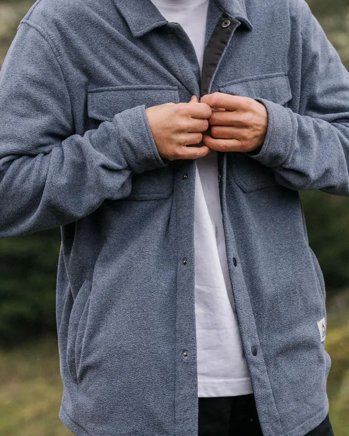 Men Tops Passenger Maple Recycled Polar Fleece Shirt Navy Marl Navy Marl
