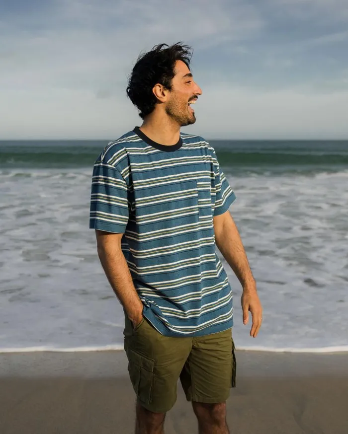 Men Tops Passenger Retro Recycled Relaxed Fit TShirt Blue Steel Marl Blue Steel Marl