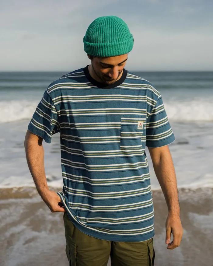 Men Tops Passenger Retro Recycled Relaxed Fit TShirt Blue Steel Marl Blue Steel Marl