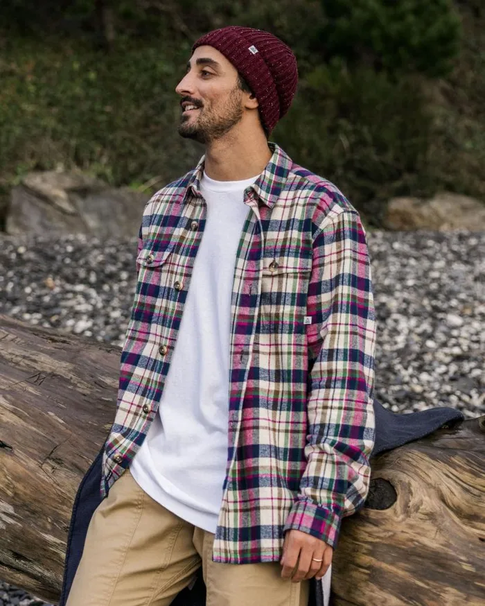 Men Tops Passenger Rustic Organic Cotton Heavyweight Overshirt Off White Check Off White Check