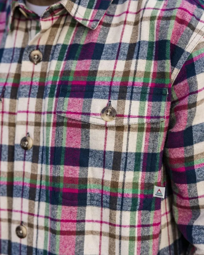 Men Tops Passenger Rustic Organic Cotton Heavyweight Overshirt Off White Check Off White Check
