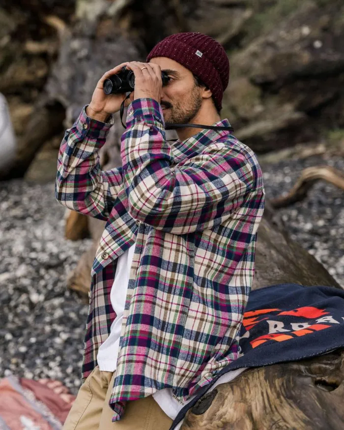 Men Tops Passenger Rustic Organic Cotton Heavyweight Overshirt Off White Check Off White Check