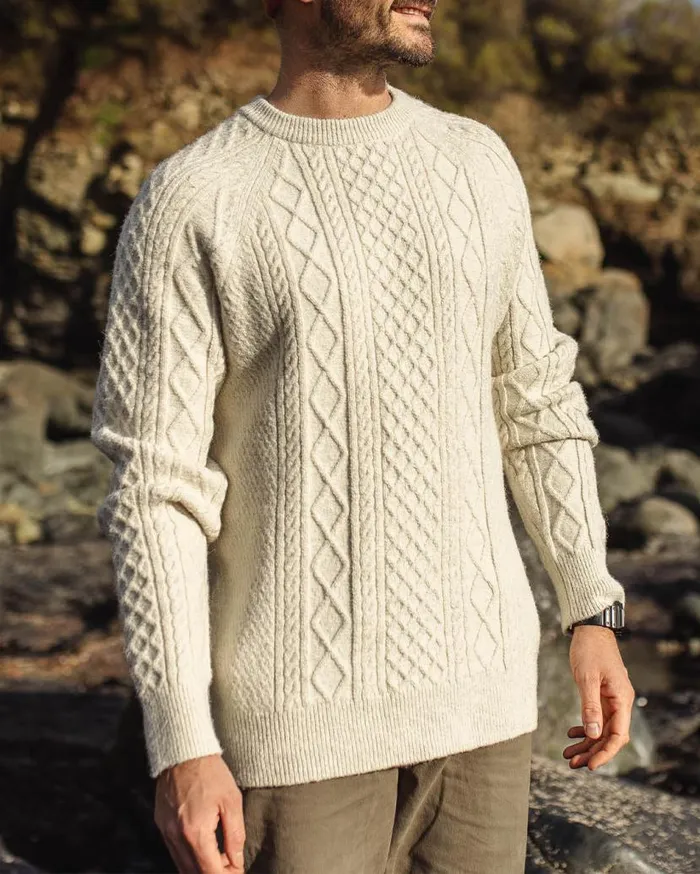 Men Tops Passenger Sandbar Cable Knitted Jumper Off White Off White