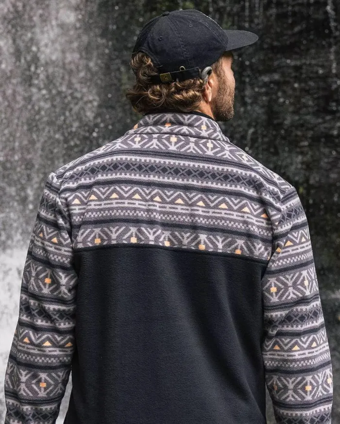 Men Tops Passenger Set Off Recycled Polar 14 Zip Fleece Nordic Geo Charcoal Nordic Geo Charcoal