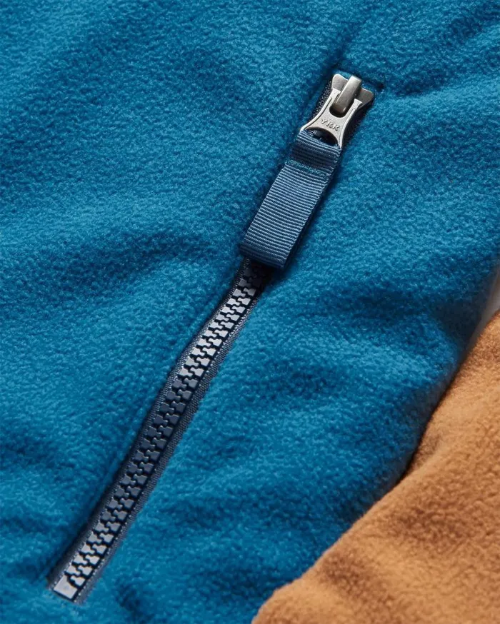 Men Tops Passenger Set Off Recycled Polar 14 Zip Fleece ToffeeBlue Steel Toffeesteel Blue