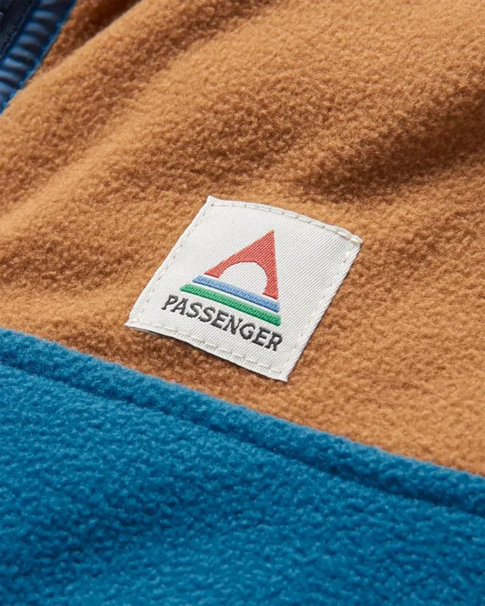 Men Tops Passenger Set Off Recycled Polar 14 Zip Fleece ToffeeBlue Steel Toffeesteel Blue