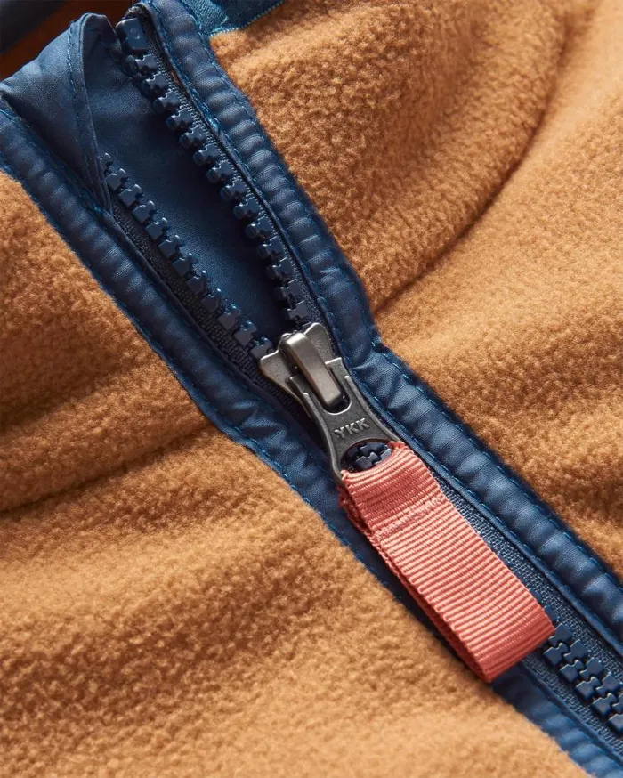 Men Tops Passenger Set Off Recycled Polar 14 Zip Fleece ToffeeBlue Steel Toffeesteel Blue