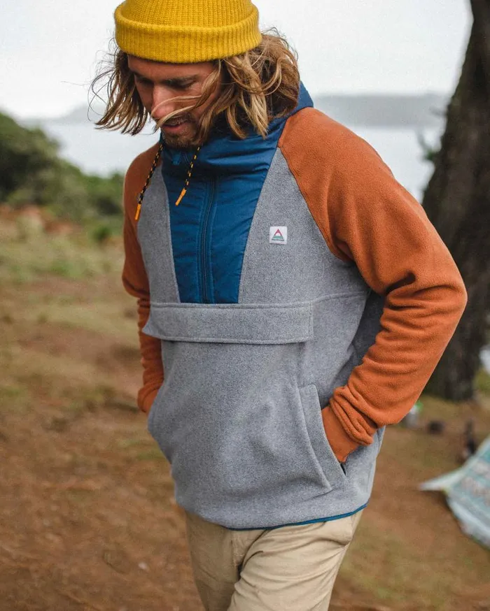 Men Tops Passenger Woodland Hooded 12 Zip Polar Fleece Grey Marl Grey Marl