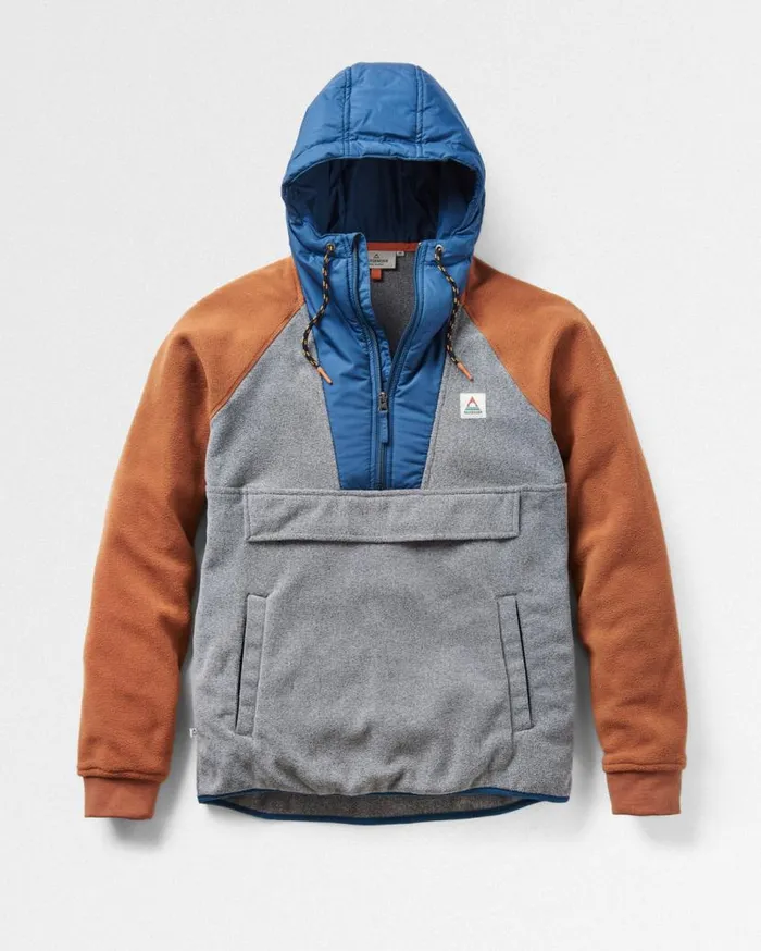 Men Tops Passenger Woodland Hooded 12 Zip Polar Fleece Grey Marl Grey Marl