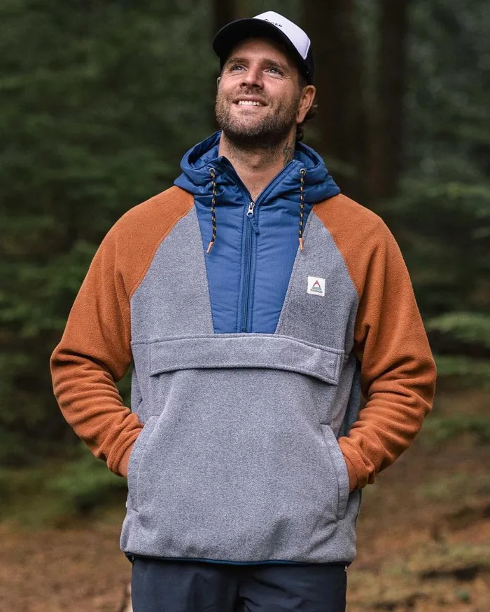 Men Tops Passenger Woodland Hooded 12 Zip Polar Fleece Grey Marl Grey Marl