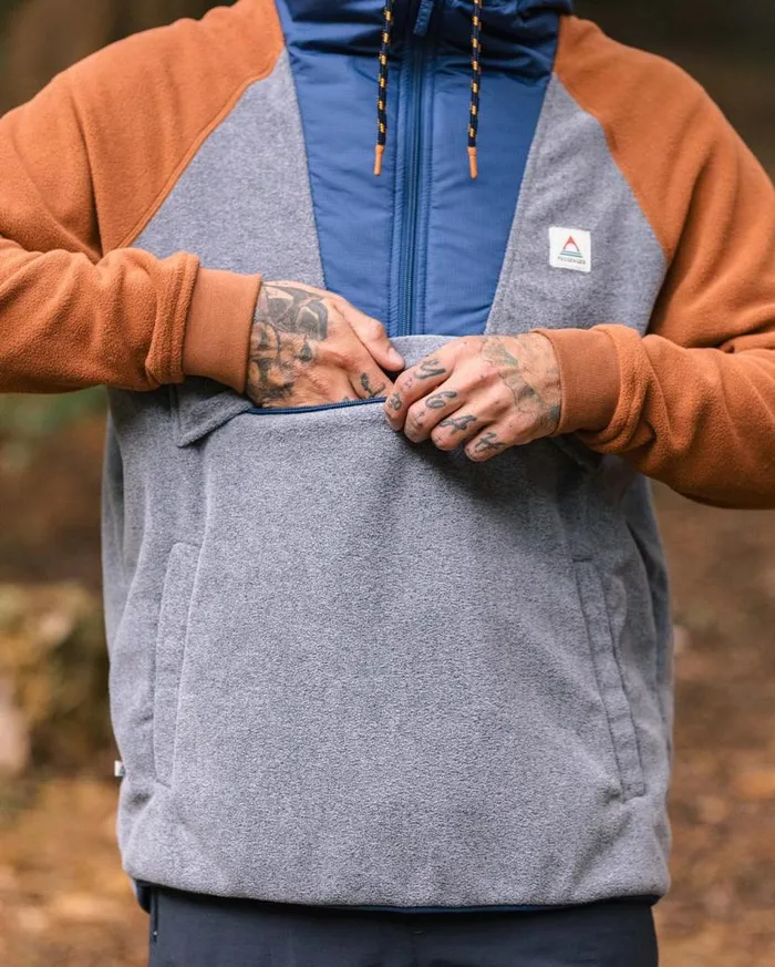 Men Tops Passenger Woodland Hooded 12 Zip Polar Fleece Grey Marl Grey Marl