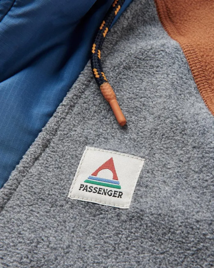 Men Tops Passenger Woodland Hooded 12 Zip Polar Fleece Grey Marl Grey Marl