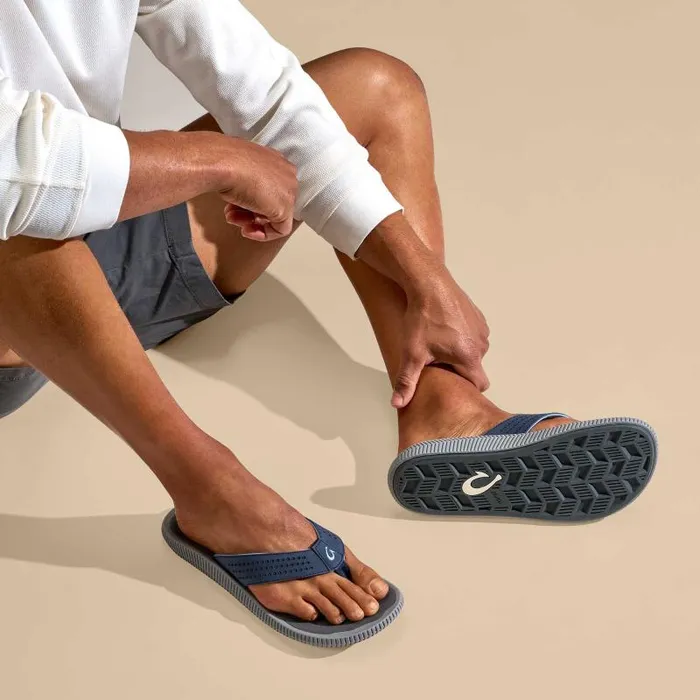 Men Ulele Mens WaterReady Beach Sandals Blue Depth Charcoal Olukai WaterFriendly Men Ulele Mens WaterReady Beach Sandals Blue Depth Charcoal Olukai WaterFriendly