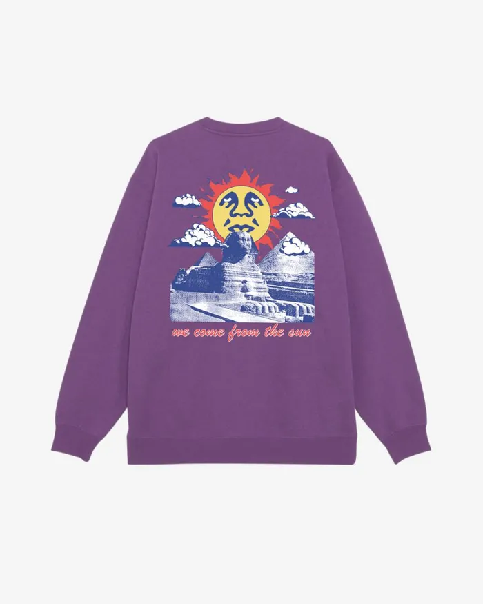 Men WE COME FROM THE SUN HEAVYWEIGHT CREWNECK Dewberry OBEY Clothing SWEATSHIRTS