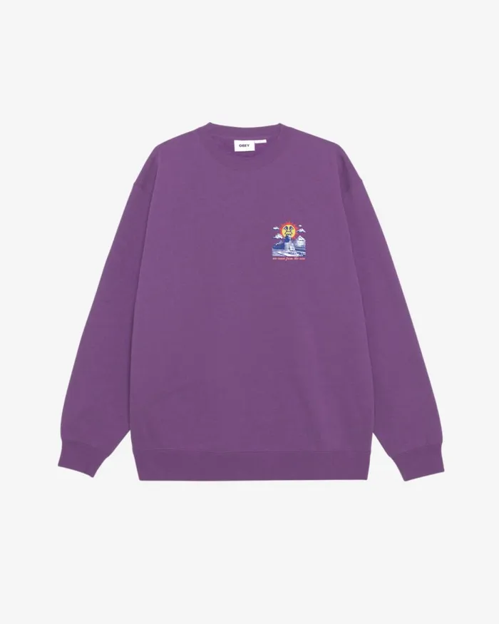 Men WE COME FROM THE SUN HEAVYWEIGHT CREWNECK Dewberry OBEY Clothing SWEATSHIRTS