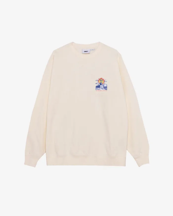 Men WE COME FROM THE SUN HEAVYWEIGHT CREWNECK Dewberry OBEY Clothing SWEATSHIRTS