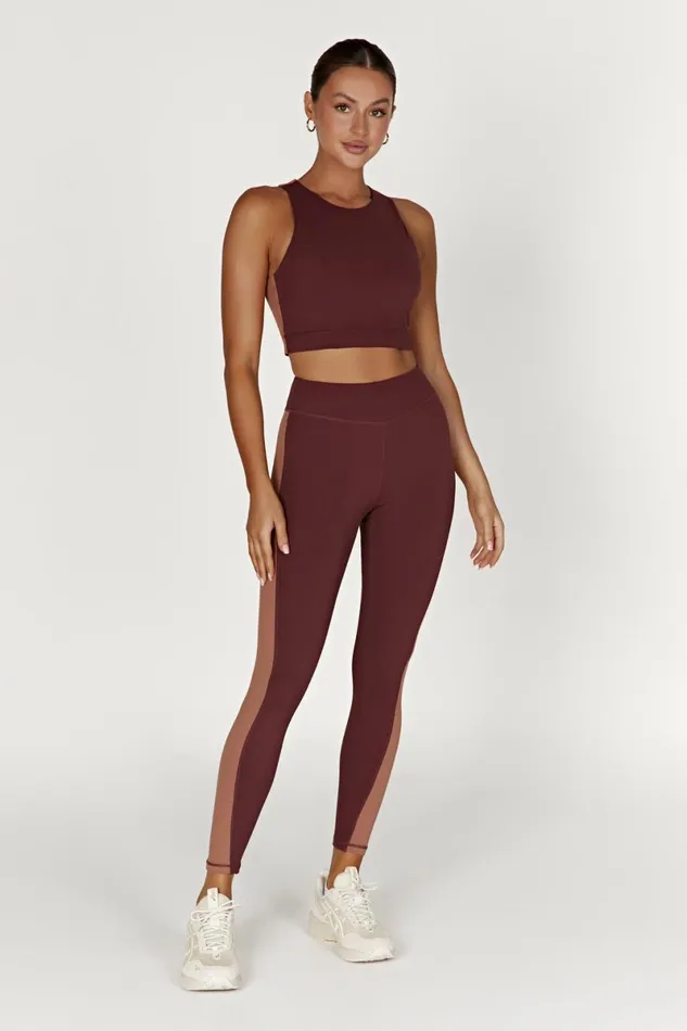Meshki Activewear Bottoms Libby Two Tone Panel Leggings 8211 MahoganyTan Mahoganytan 8211 Women Meshki Activewear Bottoms Libby Two Tone Panel Leggings 8211 MahoganyTan Mahoganytan 8211 Women