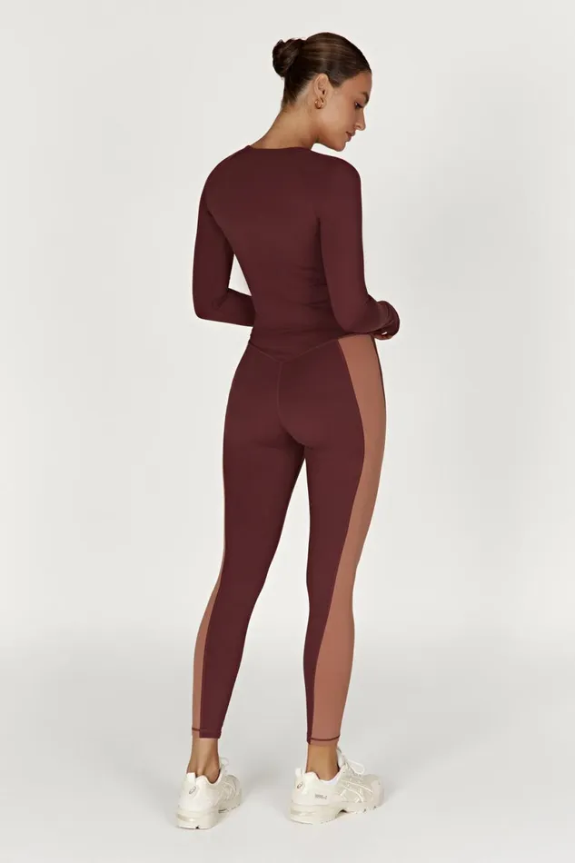 Meshki Activewear Bottoms Libby Two Tone Panel Leggings 8211 MahoganyTan Mahoganytan 8211 Women Meshki Activewear Bottoms Libby Two Tone Panel Leggings 8211 MahoganyTan Mahoganytan 8211 Women
