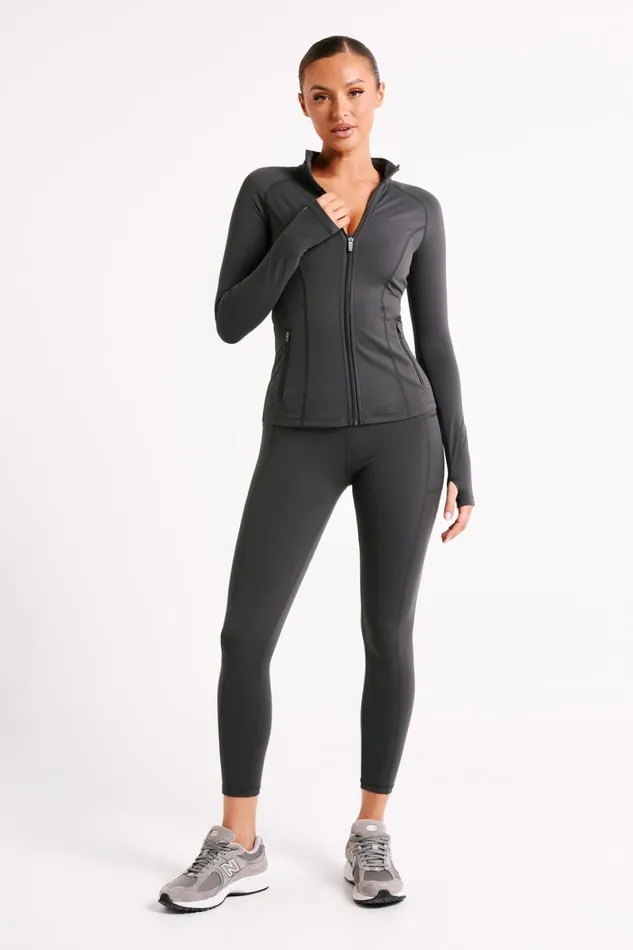 Meshki Activewear Briar V Back Leggings With Pockets 8211 Charcoal Charcoal 8211 Women