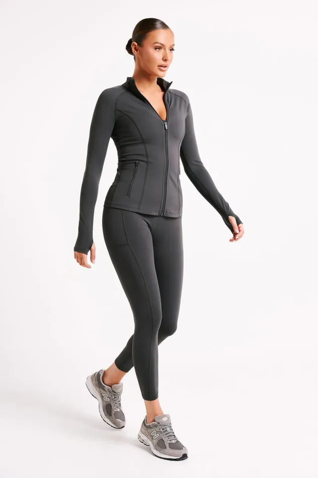 Meshki Activewear Briar V Back Leggings With Pockets 8211 Charcoal Charcoal 8211 Women