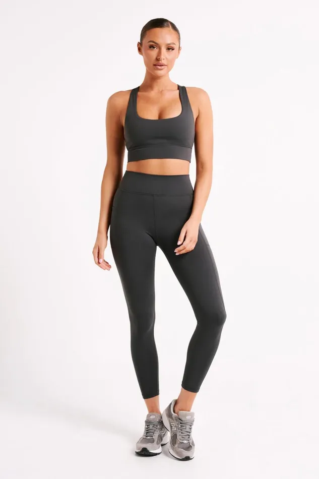 Meshki Activewear Briar V Back Leggings With Pockets 8211 Charcoal Charcoal 8211 Women