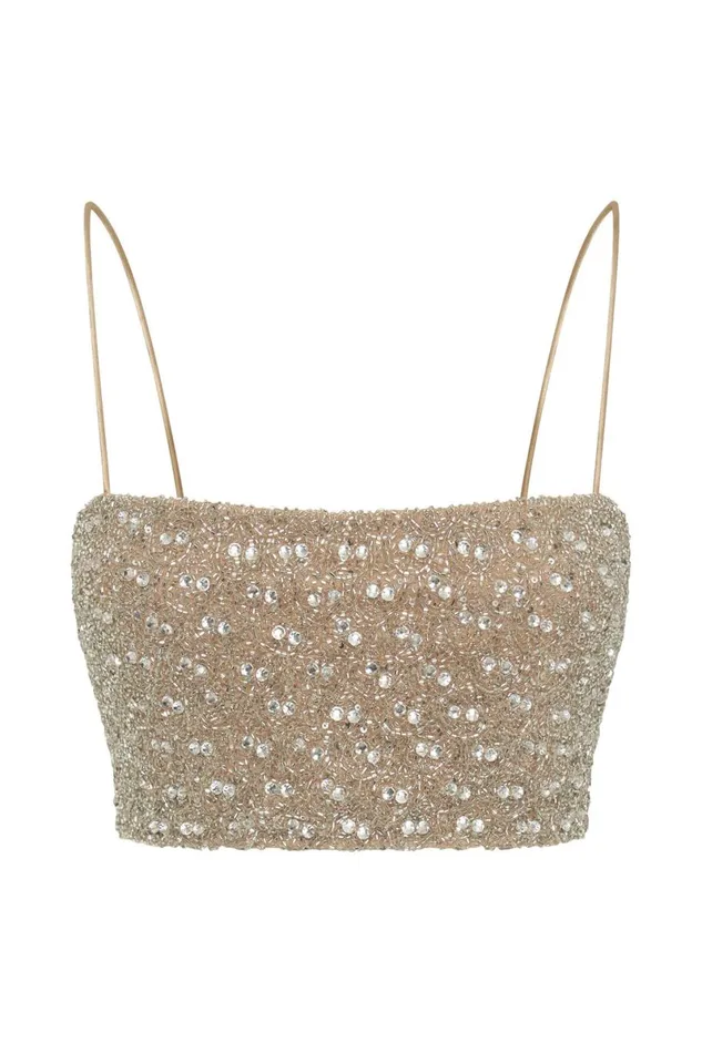 Meshki Bachelorette Eva Embellished Crop Top 8211 Silver Silver 8211 Women