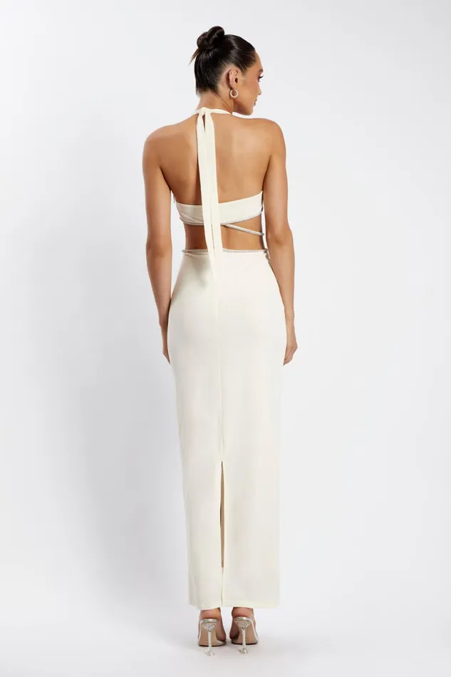 Meshki Bachelorette Nicha Diamante Cut Out Maxi Dress 8211 Bone Bone 8211 Women