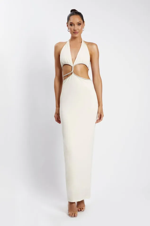 Meshki Bachelorette Nicha Diamante Cut Out Maxi Dress 8211 Bone Bone 8211 Women