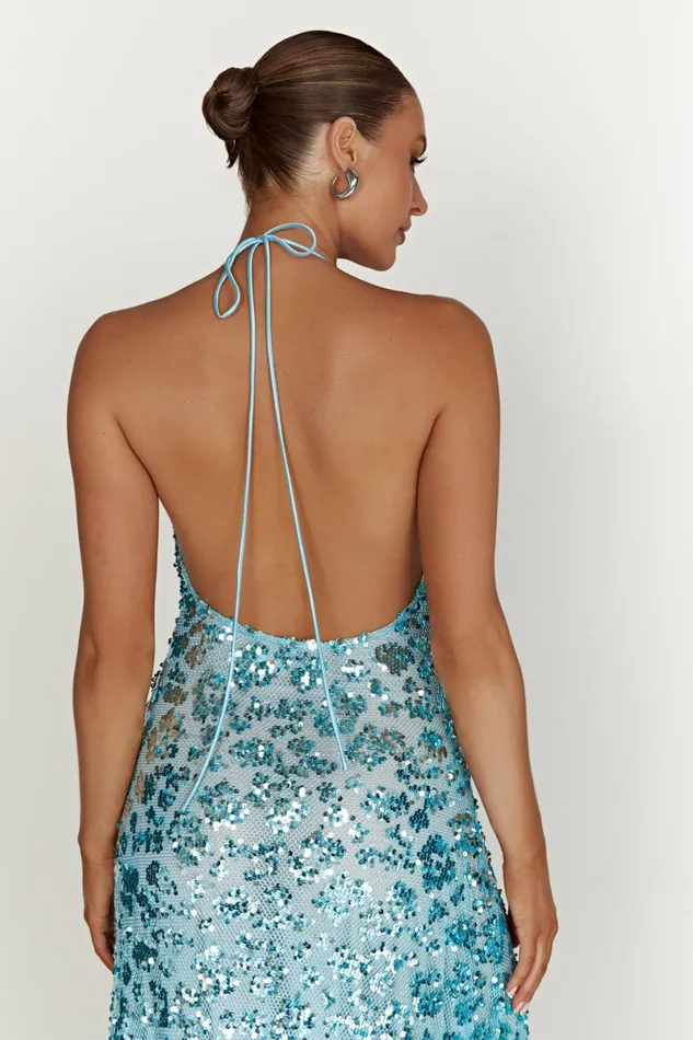 Meshki Bachelorette Nicola Plunge Neck Sequin Maxi Dress 8211 Powder Blue Powderblue 8211 Women