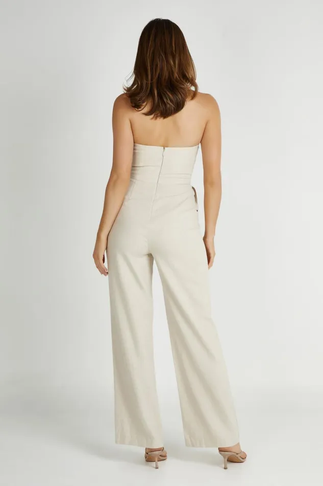 Meshki Basic Bottoms Anita Strapless Linen Jumpsuit 8211 Natural Natural 8211 Women