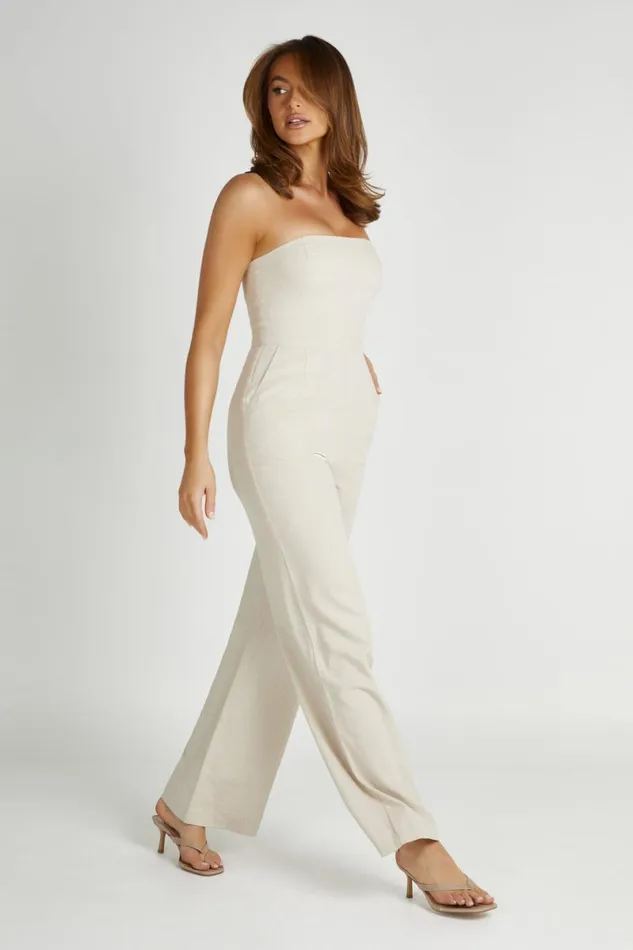 Meshki Basic Bottoms Anita Strapless Linen Jumpsuit 8211 Natural Natural 8211 Women