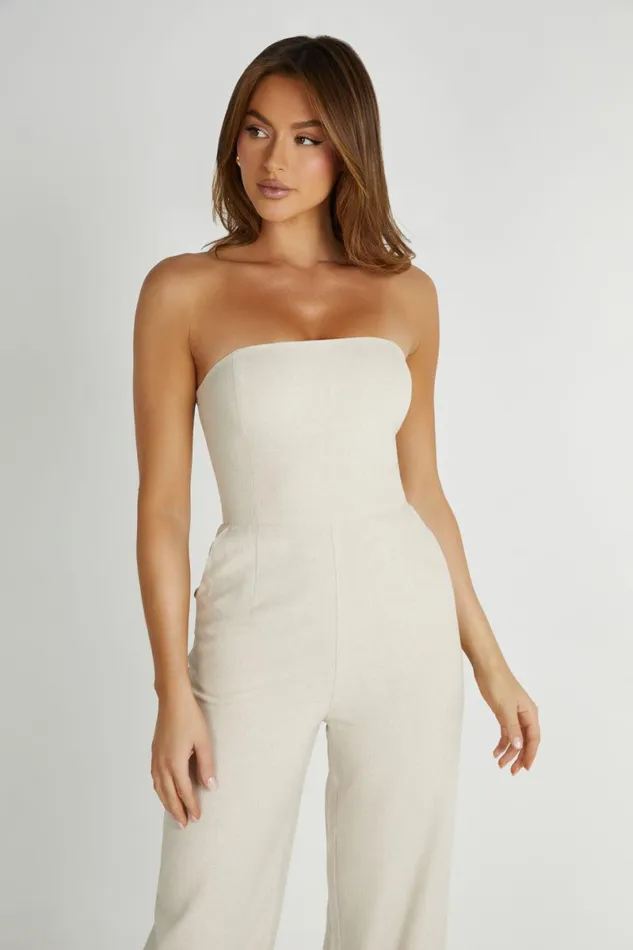 Meshki Basic Bottoms Anita Strapless Linen Jumpsuit 8211 Natural Natural 8211 Women