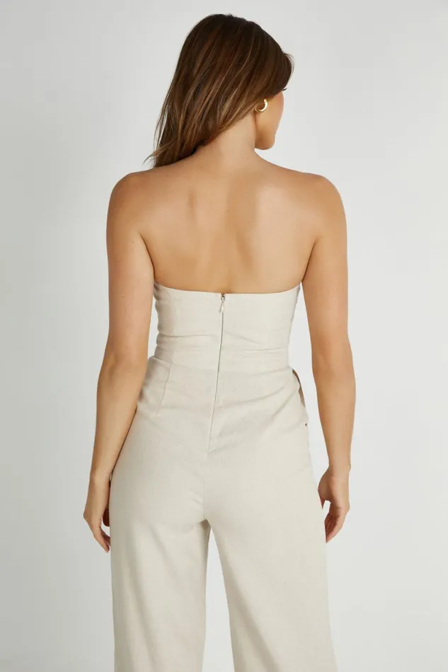 Meshki Basic Bottoms Anita Strapless Linen Jumpsuit 8211 Natural Natural 8211 Women