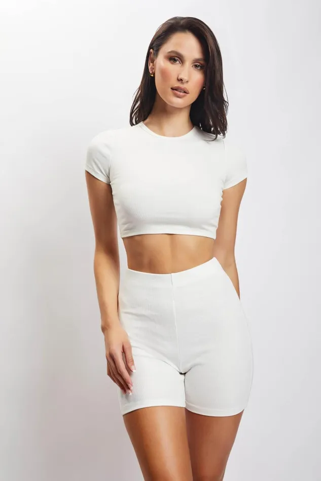 Meshki Basic Bottoms Lisa Ribbed Booty Short 8211 White White 8211 Women Meshki Basic Bottoms Lisa Ribbed Booty Short 8211 White White 8211 Women