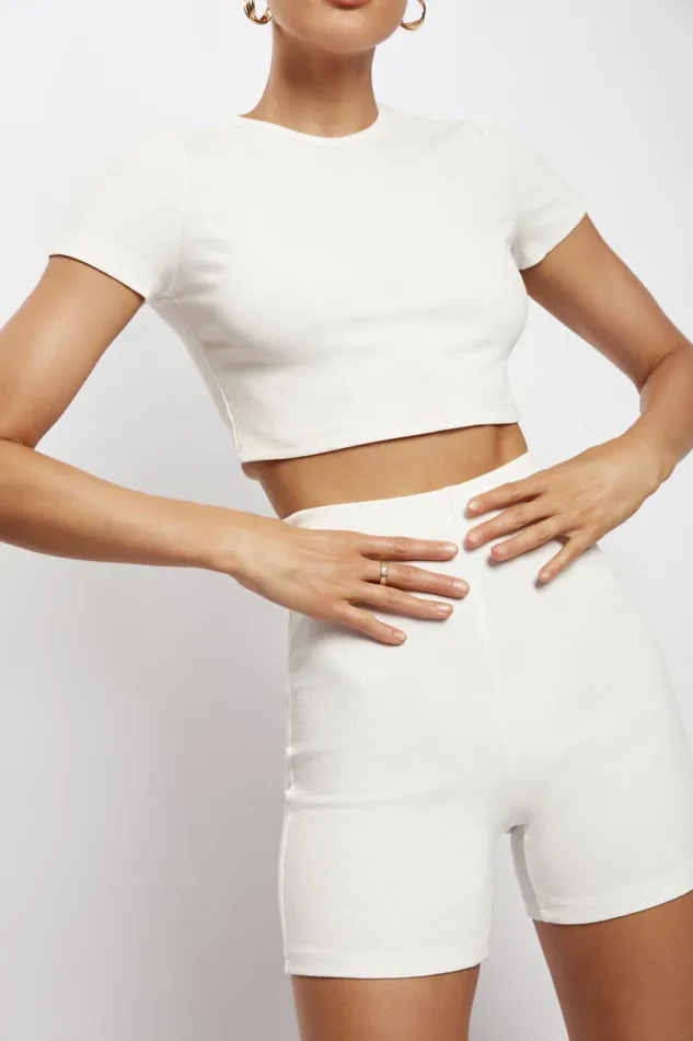 Meshki Basic Bottoms Lisa Ribbed Booty Short 8211 White White 8211 Women Meshki Basic Bottoms Lisa Ribbed Booty Short 8211 White White 8211 Women