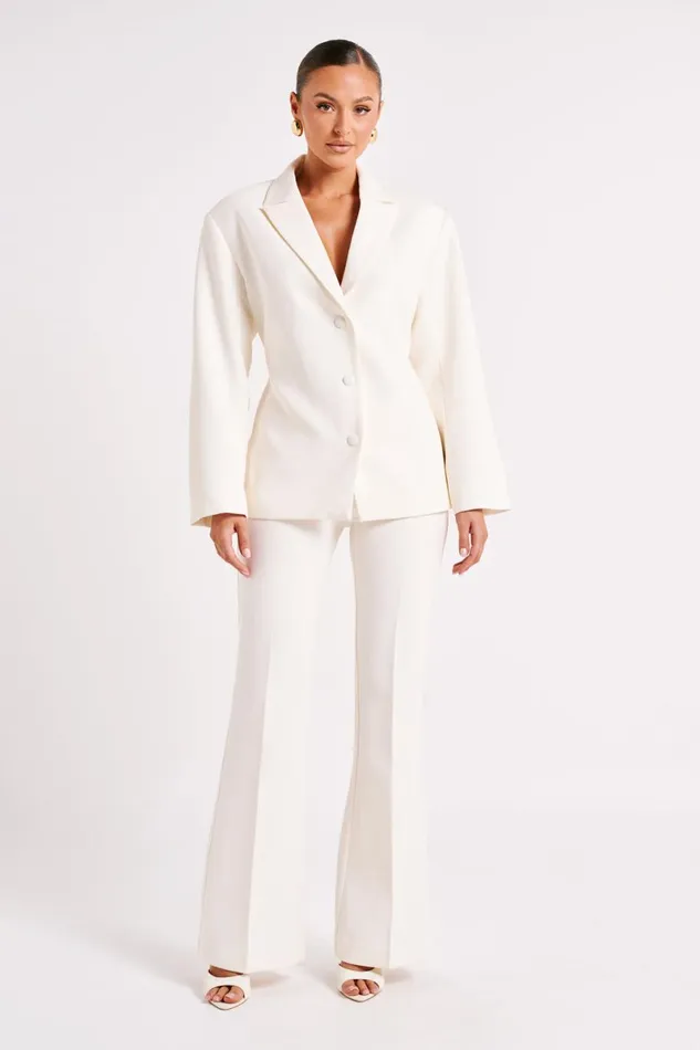 Meshki Basic Bottoms Loretta Fit and Flare Tailored Pant 8211 Ivory Ivory 8211 Women