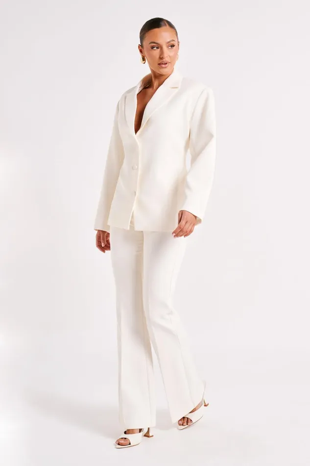 Meshki Basic Bottoms Loretta Fit and Flare Tailored Pant 8211 Ivory Ivory 8211 Women