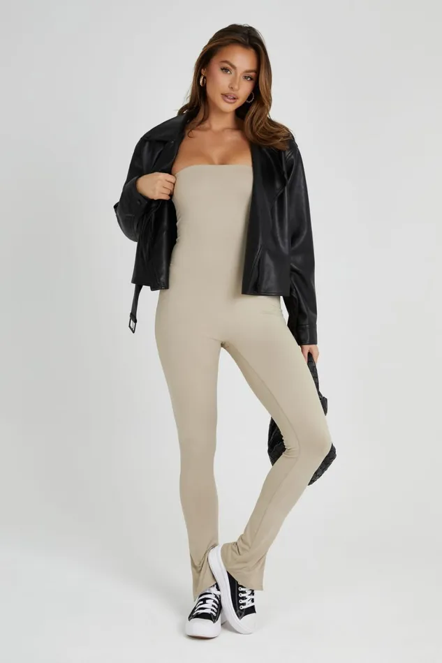Meshki Basic Bottoms Peggy Strapless Jumpsuit 8211 Taupe Taupe 8211 Women