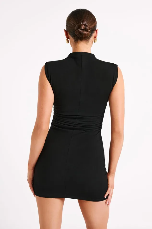 Meshki Basic Dresses Melania High Neck Mini Dress 8211 Black Black 8211 Women