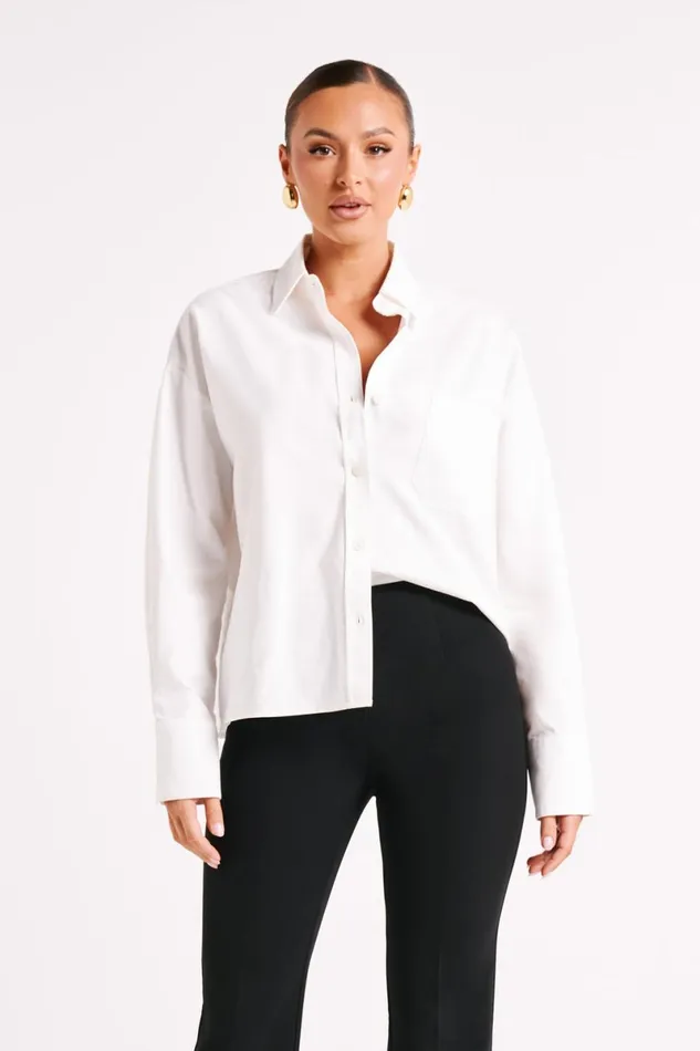 Meshki Basic Tops Allyson Oversized Shirt 8211 White White 8211 Women