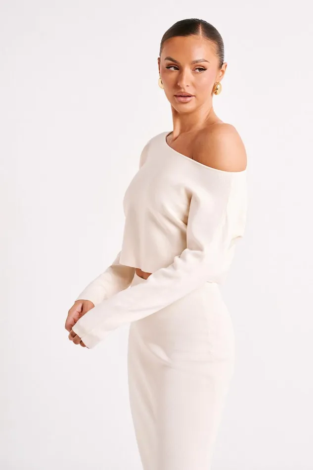 Meshki Basic Tops Avani Oversized One Shoulder Jumper 8211 Ivory Ivory 8211 Women