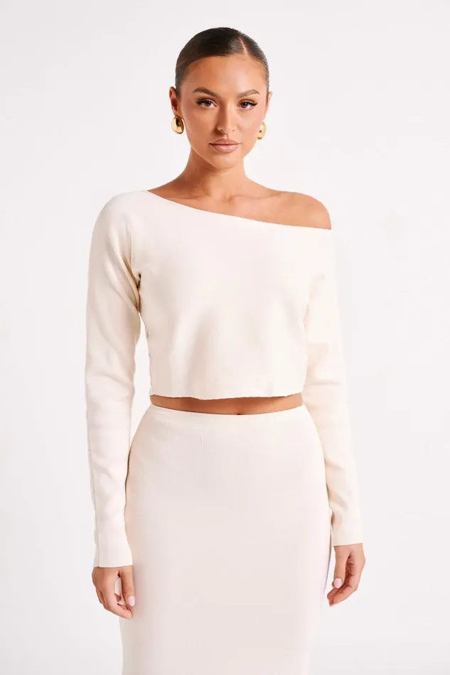 Meshki Basic Tops Avani Oversized One Shoulder Jumper 8211 Ivory Ivory 8211 Women