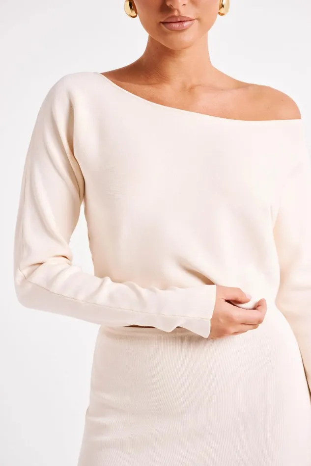 Meshki Basic Tops Avani Oversized One Shoulder Jumper 8211 Ivory Ivory 8211 Women