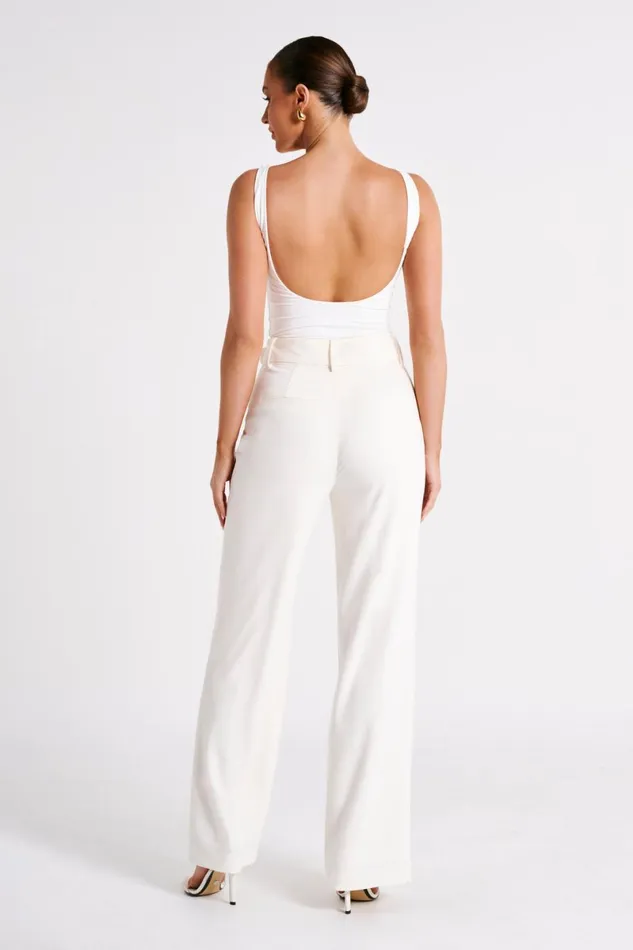 Meshki Basic Tops Fiona Recycled Nylon Low Back Bodysuit 8211 White White 8211 Women Meshki Basic Tops Fiona Recycled Nylon Low Back Bodysuit 8211 White White 8211 Women