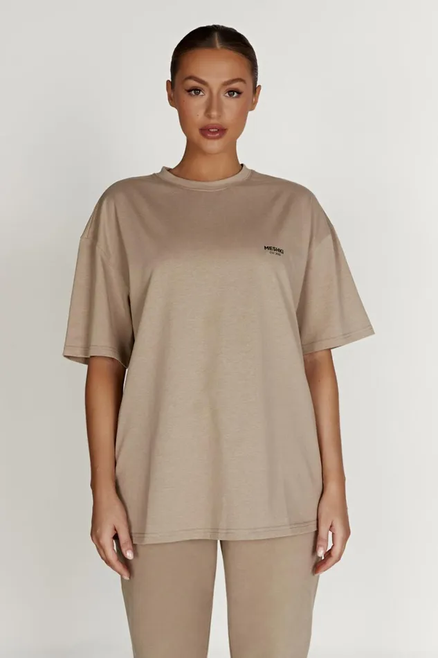 Meshki Basic Tops Jaimie Oversized Unisex Tee 8211 Cement Cement 8211 Women