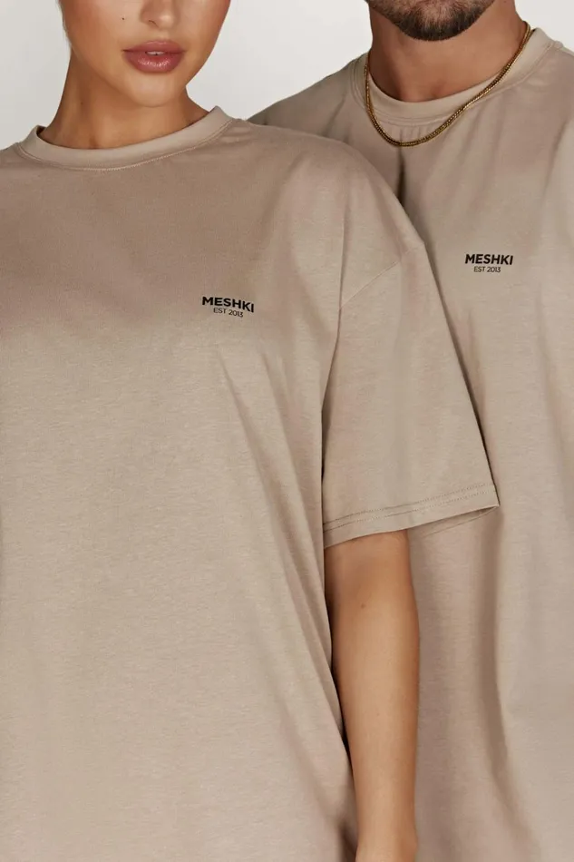 Meshki Basic Tops Jaimie Oversized Unisex Tee 8211 Cement Cement 8211 Women